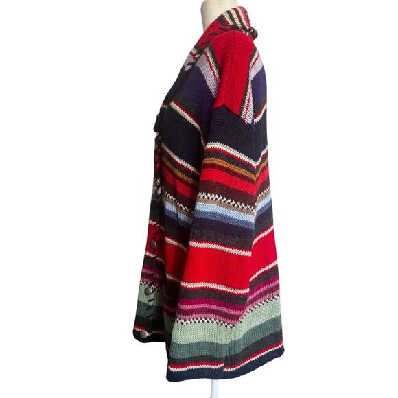 Vintage Chico’s Bold Stripe Boho Southwestern Cardigan Coat Size 2/Size Large - Picture 3 of 5